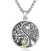 CUOKA MIRACLE Tree of Life Yin Yang Necklace S925 Sterling Silver Life Tree Pendant for Women Men Yin Yang Jewelry Gifts for Women