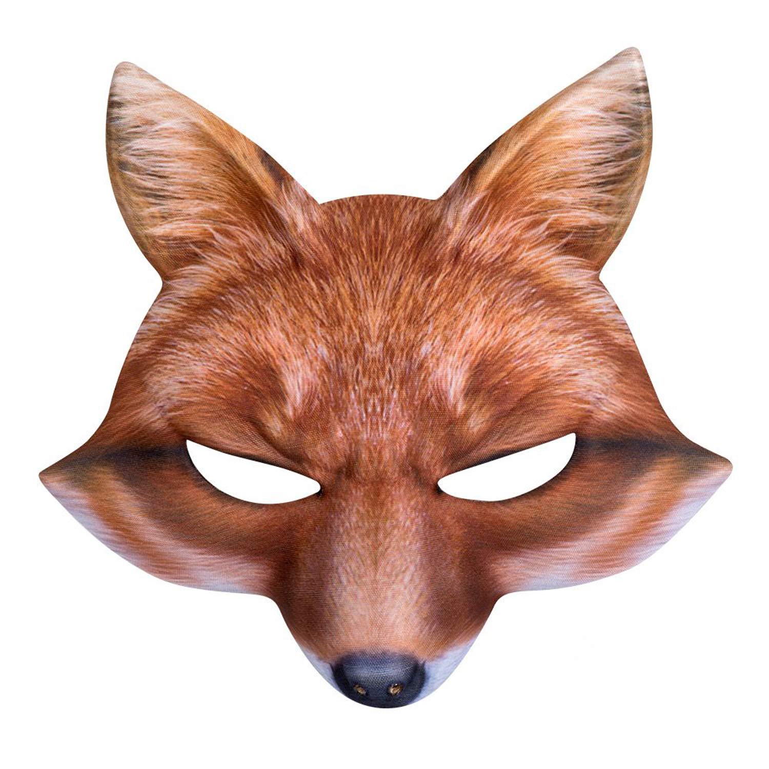 Boland 56732 Half Fox Mask Realistic Print Mask with Elastic Band for Carnival or Theme Party Accessories for Animal Costumes Fancy Dress Costume — image 1