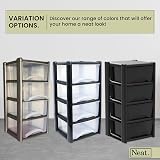Neat 4-in-1 Space-Saving Office & Home Plastic Storage Drawers Black/Clear 80cm view 4