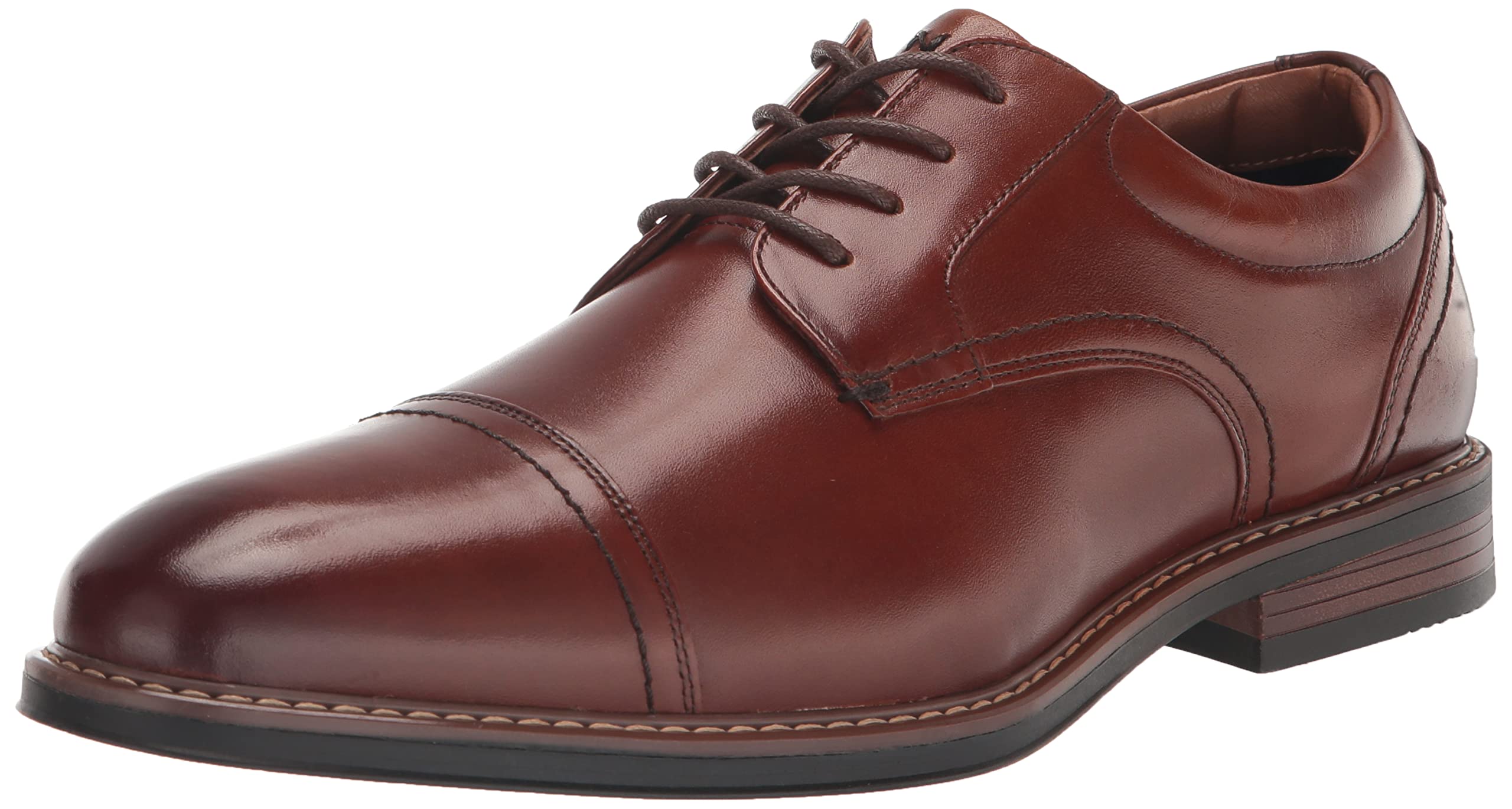 Nunn Bush Men’s Centro Flex Cap Toe Oxford Dress Casual Leather Comfortable Lace Up, Cognac, 7 Medium