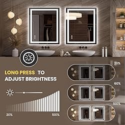 LOAAO 35.4"x29.9" LED Mirror for Bathroom, Lighted