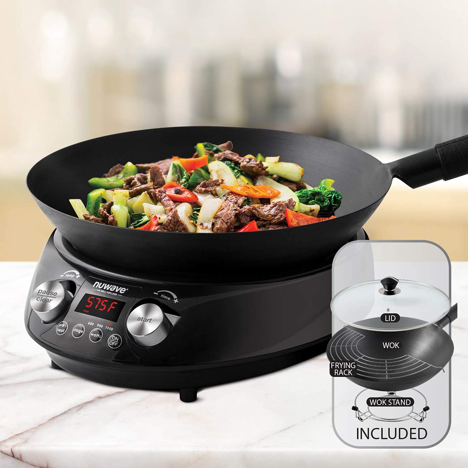 Nuwave Mosaic Induction Wok, Precise Temp Controls from 100°F to 575°F
