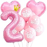 40 Inch Crown Pink Balloon, 2nd Birthday Number Balloons for Girls, Big Conjoined Baby Foil Mylar Helium Balloon Foil Helium Big Number Balloon for Birthday Party,Wedding, Anniversary
