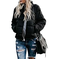 Dokotoo Womens Winter Fashion Zip Up Quilted Jacket Coat Outerwear (S-XXL,No Hooded)
