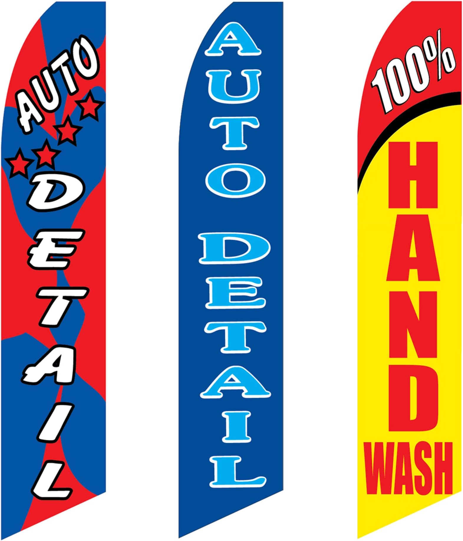 3 Swooper Flags Welcome Auto Detail Shop Hand Wash Car Wash