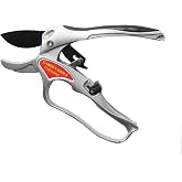 Ratchet Hand Pruner 8 Inch - Aluminium Anvil Pruning Shears - Gardening Tools - Ergonomic handle with Soft Grip - Teflon Coated Cutting Blade
