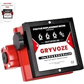 GRYVOZE 1 Inch Mechanical Fuel Flow Meter for Diesel, Gasoline &amp; Oil | 4-Digit Counter | &plusmn;0.5% Accuracy | Battery-Free | 5&ndash;32 GPM | Positive Displacement
