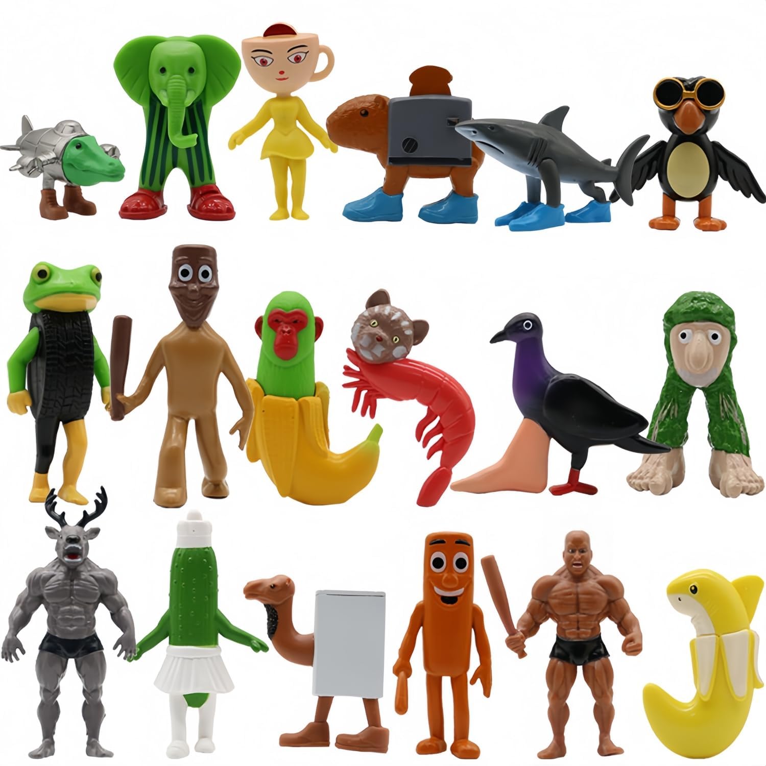 Photo 1 of 2025 New Italian Brainrot Toy Figures Animals Tralalero Tralala Figure Tung Tung Tung Sahur Figurine Bombardiro Crocodilo for Cake Toppers Birthday Gifts Party Decorations (18PCS)