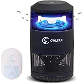 OWLTRA IMT-L60 Indoor Electric Insect Trap, Catcher & Killer Lamp for Fruit Flies, Mosquitos, Moths, Gnats, and More with UV Light Attraction and Fan Suction, Black