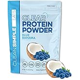Clean Simple Eats Clear Protein Drinks, 20G Grass Fed Whey Protein Isolate, Ultra Filtered, Light & Refreshing Beverage, Low Lactose, No Artificial Ingredients, Blue Bahama Flavor, 20 Servings