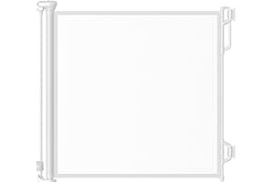 Spaceany Retractable Safety Baby Gate or Mesh Dog Gate,Durable Portable Mesh Retractable Gate,Easy to Use for Stairs, Doorways, Hallways, Indoor, Outdoor, 33.5" Tall, Extends to 55" Wide,White