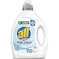 all Liquid Laundry Detergent, Free Clear for Sensitive Skin, 2X Concentrated, 110 Loads
