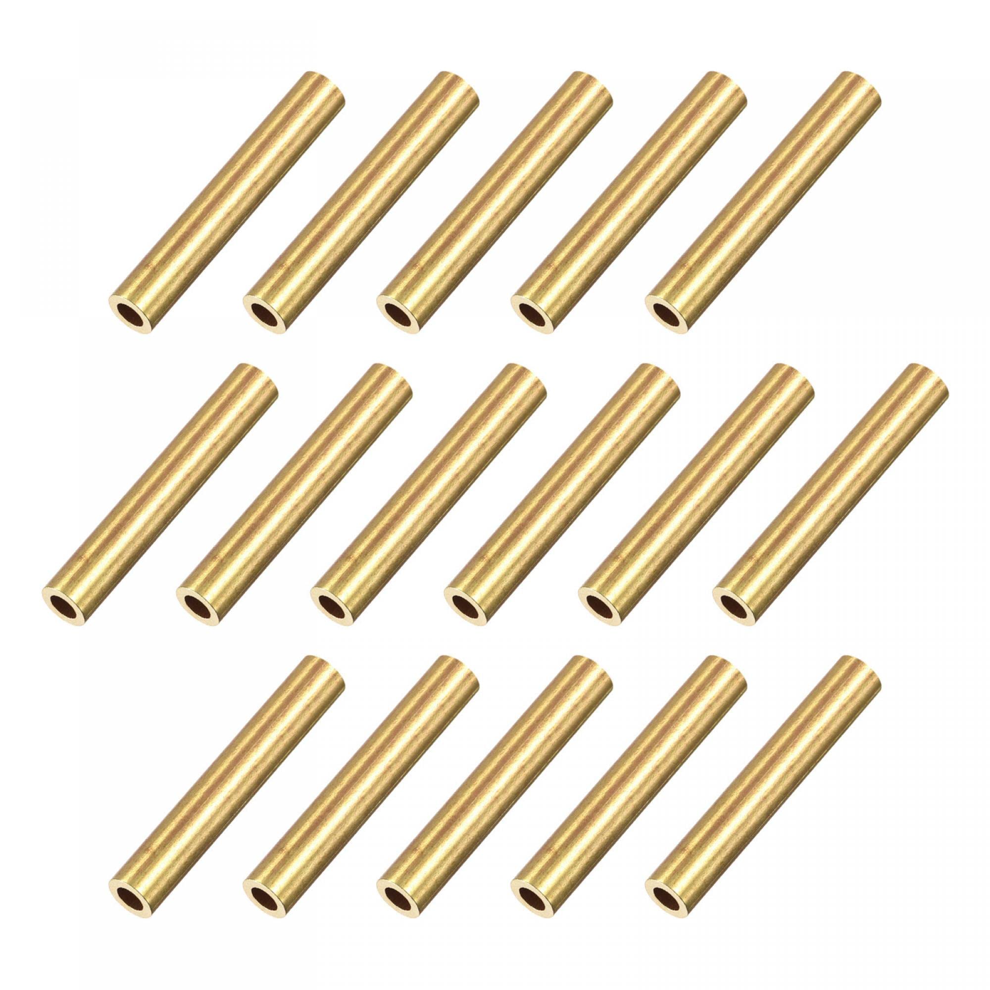 sourcing map Brass Tube 5mm OD 1mm Wall Thickness 30mm Length Pipe Tubing for DIY 16 Pcs