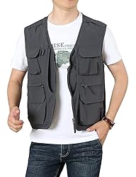 Flygo Men's Utility Cargo Vest Outdoor Summer Work