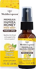 Wedderspoon Propolis & Manuka Honey Throat Spray, Lemon & Ginger, 1 Fl Oz