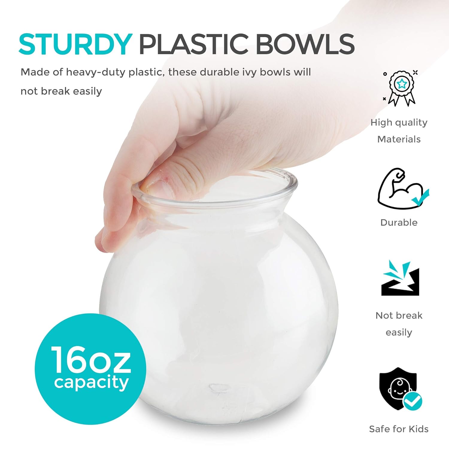 12 Count Plastic Fish Bowl 16 oz Unbreakable Vases Candy 4 Inch