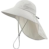 Home Prefer UPF 80+ Sun Hat for Men Women Wide Brim Sun Hat with Neck Flap Summer Safari UV Protection Gardening Fishing Hat