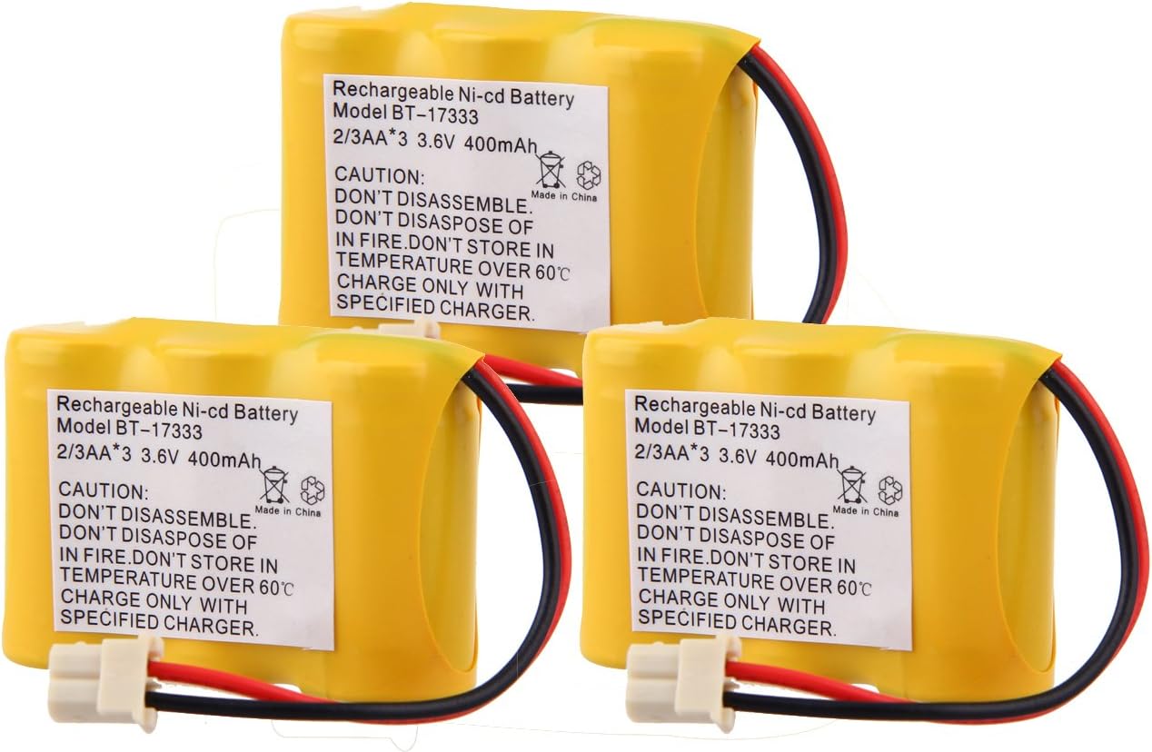 3 Packs Eleoption(tm) 3.6v 400mah Rechargeable Cordless Phone Batteries for Vtech Bt-17333 Bt-27333 Cs2111, Cs5111, Cs5111-2 (3 packs)