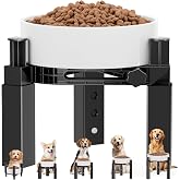 XIAZ Dog Bowl Stand Elevated Food Water Bowl Holder for Large Medium Small Sized Dog, Heights&amp;Width Adjustable, Non-Slip, Durable, Elevated Feeding Bowl Stand for All Dogs Bowls (Stand Only)