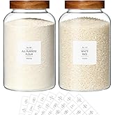 KEYWING 1 Gallon Large Glass Jars With Airtight Lid, 2Pcs Glass Food Storage Containers With Lids, Flour Rice Contianers for 