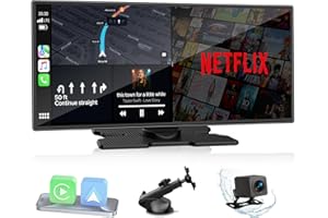 LAMTTO Écran Carplay sans fil amélioré de 10,25" compatible avec Netflix YouTube et caméra de recul compatible avec Android A