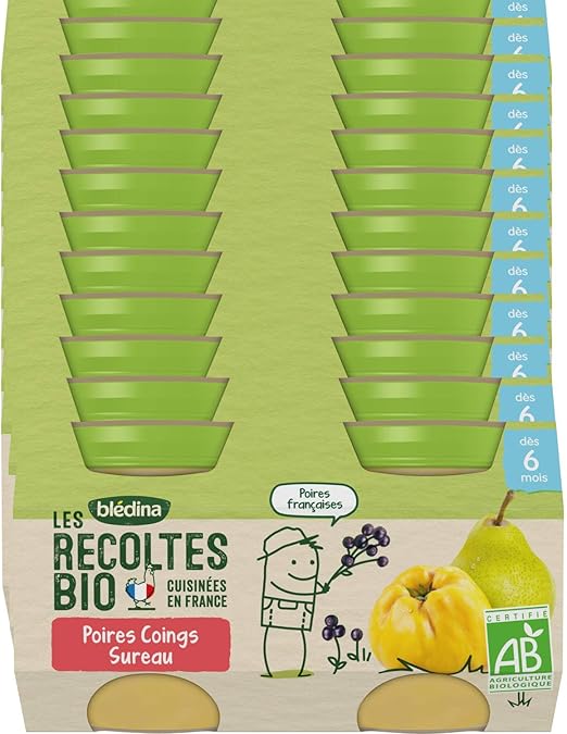 Bledina Les Recoltes Bio 24 Petits Pots Pour Bebe Poires Coings Sureau Des 6 Mois Pack De 12x2 Pots Amazon Fr Epicerie