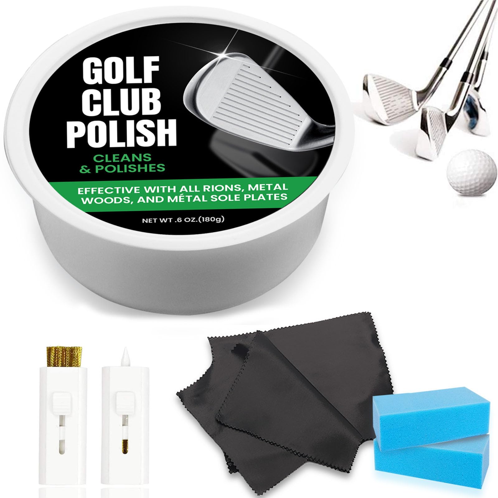 Golf Club Cleaner Scratch Remover with Golf Brush Cleaning Tools Value 7 Pack, Golf Club Bag Accessories Golf Club and Grip Cleaner Keeps Golf Clubs Irons Drivers Shoes Clean (Golf Cleaning Kit A)