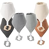 COOROBIN Baby Bandana Drool Bibs 6-pack - 100% Cotton Baby Bibs with Teether for Teething