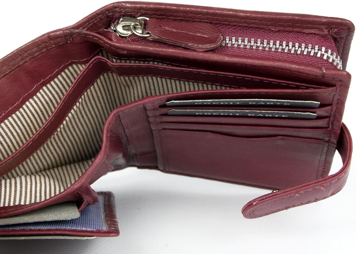 Compact size soft genuine leather wallet Picasso which fits to every handbag, Red - Image 5