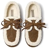 BEAU TODAY Fur Suede Loafers Flat for Women Winter Shoes for Women Lace up Comfortable Non Slip Moccasin Slippers