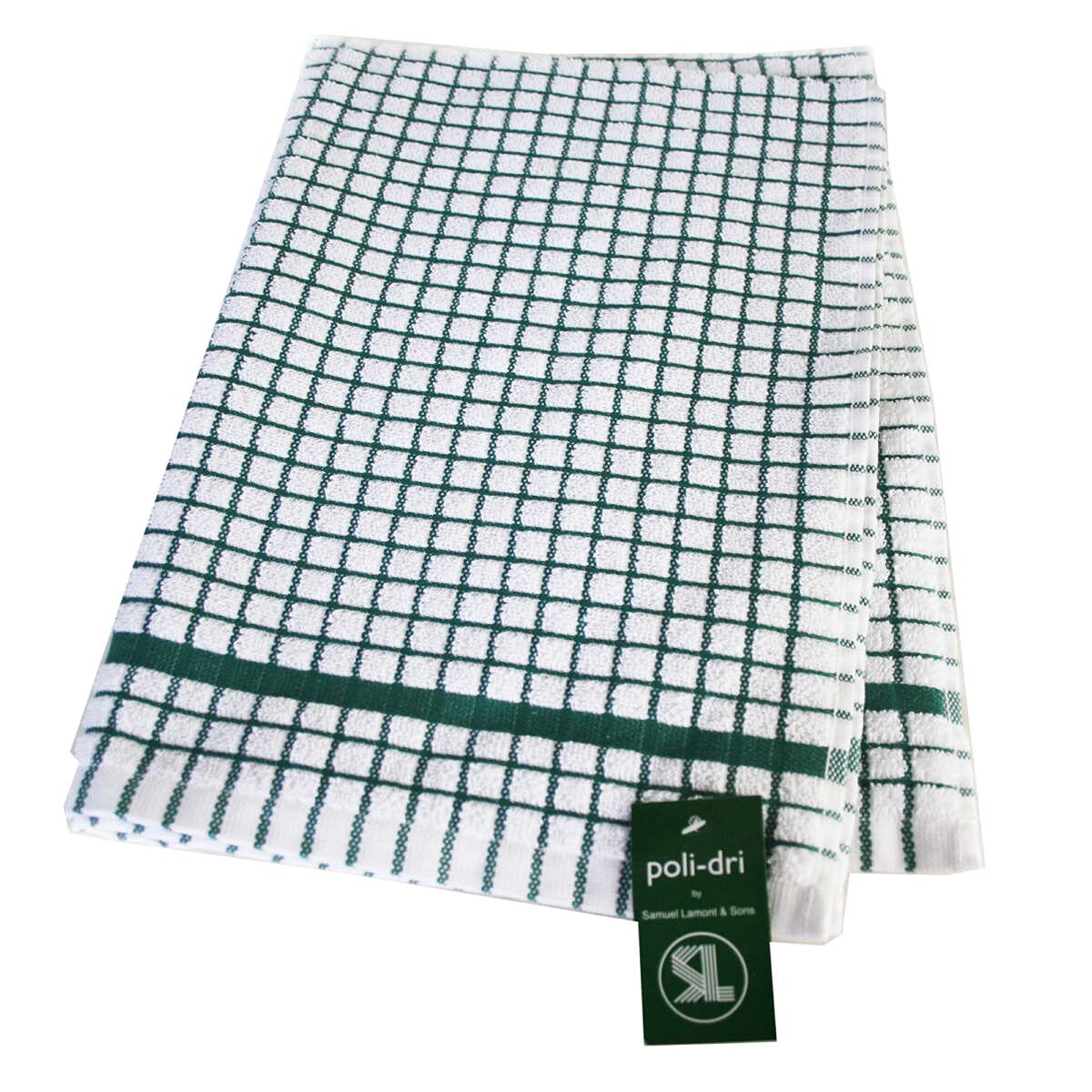 Samuel Lamont & Sons Poli-Dri Tea Towel Green, Size 50cm x 70cm, 100% Cotton Terry Towelling , Ultra-Absorbent & Super Soft Kitchen Towel , Machine Washable, Green, One Size