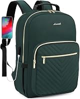 LOVEVOOK 17.3 Inch Laptop Backpack Women USB Port Water Resistant Deepgreen