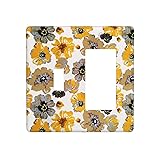 Flower Floral Large Blooms Yellow And Gray 2 Gang