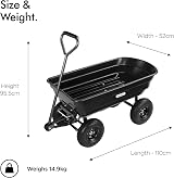 VonHaus Garden Dump Cart 75L 250kg Wheelbarrow Tipping Pickup Wagon view 7