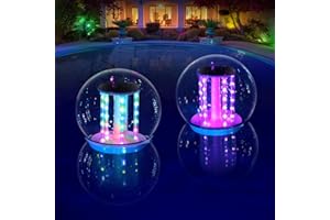 Cootway Floating Pool Lights, RGB Color Changing Solar Pool Lights That Float, IP68 Waterproof Swimming Pool Light, Marquee Solar Floating Light for Pool Pond Garden Party Outdoor Decor(2 Piece)