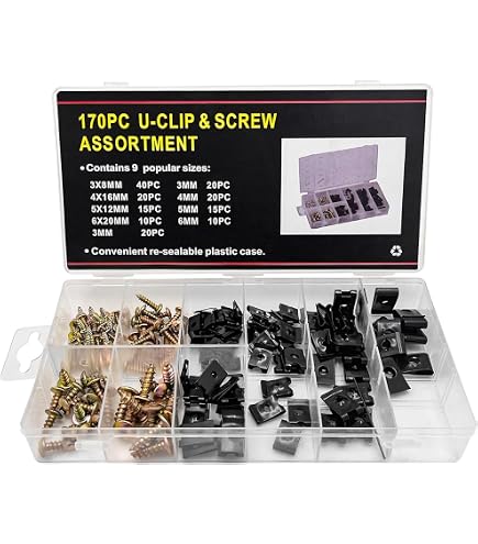 5x U Clips Bodywork Fasteners - M5 Self-Tapping Screws For Undertray & Splash Guards