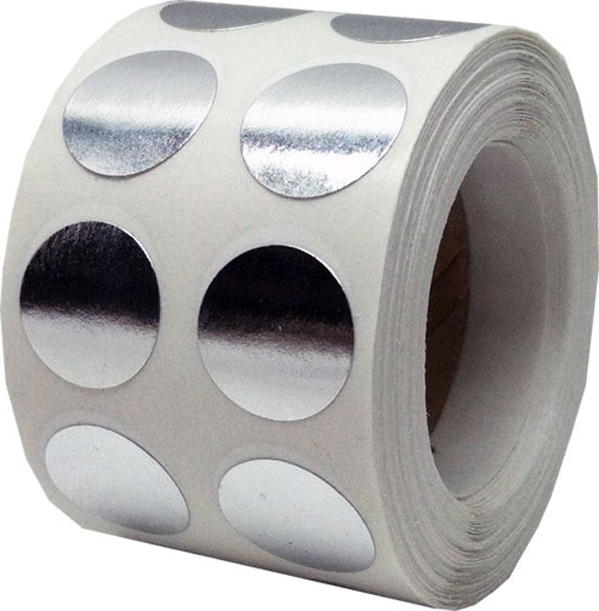 Shiny Silver Circle Dot Stickers, 13 mm 1/2 Inch Round, 1000 Labels on