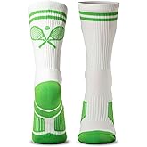 ChalkTalkSPORTS Tennis Performance Crew Socks - Crossed Racquets - Youth & Adult - Multiple Colors - Tennis Mid-Calf Socks