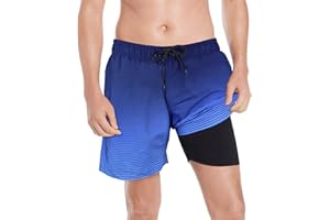 MILANKERR 5.5 inch Mens Swim Trunks with Compression Liner,Mens Bathing Suit Quick Dry Stretch Swimming Trunks