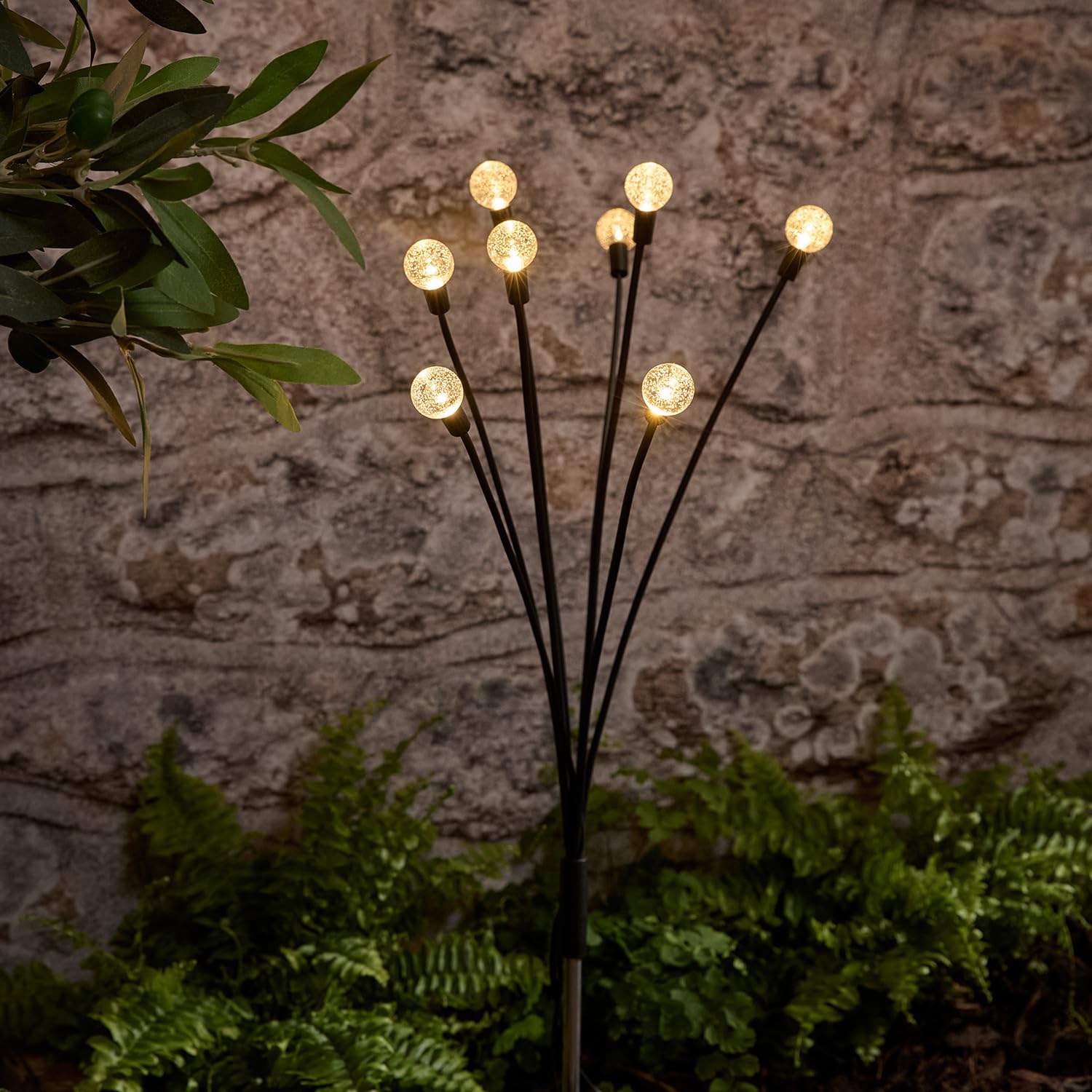 Lights4fun Single Solar Powered LED Wavy Bubble Garden Pathway Decorative Stake Light Outdoor IP44 Rated