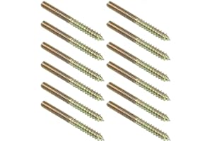 PHITUODA 12 Pack 5/16-18 x 3 Inch Hanger Bolts Double Headed Self-Tapping Screw Threaded Rods Bolt for Furniture Wood Joint
