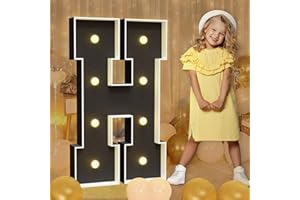 imprsv Marquee Letters Black 3FT: Black Party Decor - Light Up Letter H Large 3 Feet Tall - Party Decorations Letter for Birthday Wedding Proposal Events