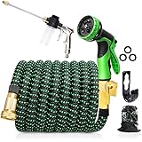 Upgraded Expandable Garden Hose, 25 FT, 3/4" Solid Brass Connectors, 10 Function Spray Hose Nozzle, Leak Proof and Lightweigh