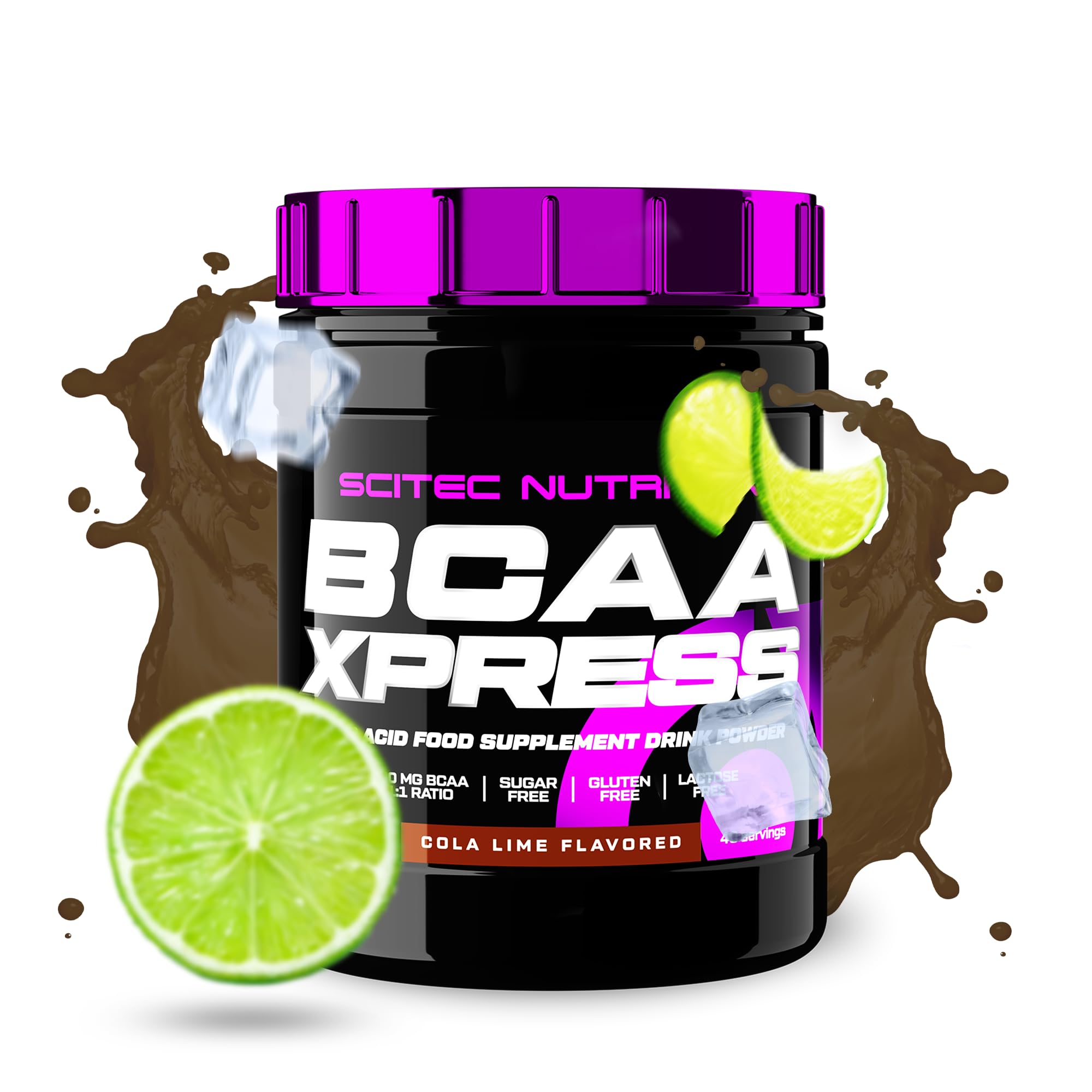 Scitec Nutrition BCAA Xpress, Sugar, Gluten & Lactose-Free, 5g Pure BCAA, Muscle Recovery & Growth, 2:1:1 Amino Acid Ratio, Flavoured & Easy Mixing, 280 g, Cola-Lime