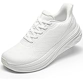 Womens Easy On Walking Shoes Lace Up Comfortable Tennis Shoes with Roomy Toe Box for Women Breathable Running Sneakers (White, 9.0)