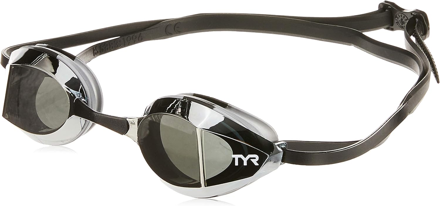 TYR Edgex Racing Mirrored Nano Fit, Silver/Black/Black, Goggles