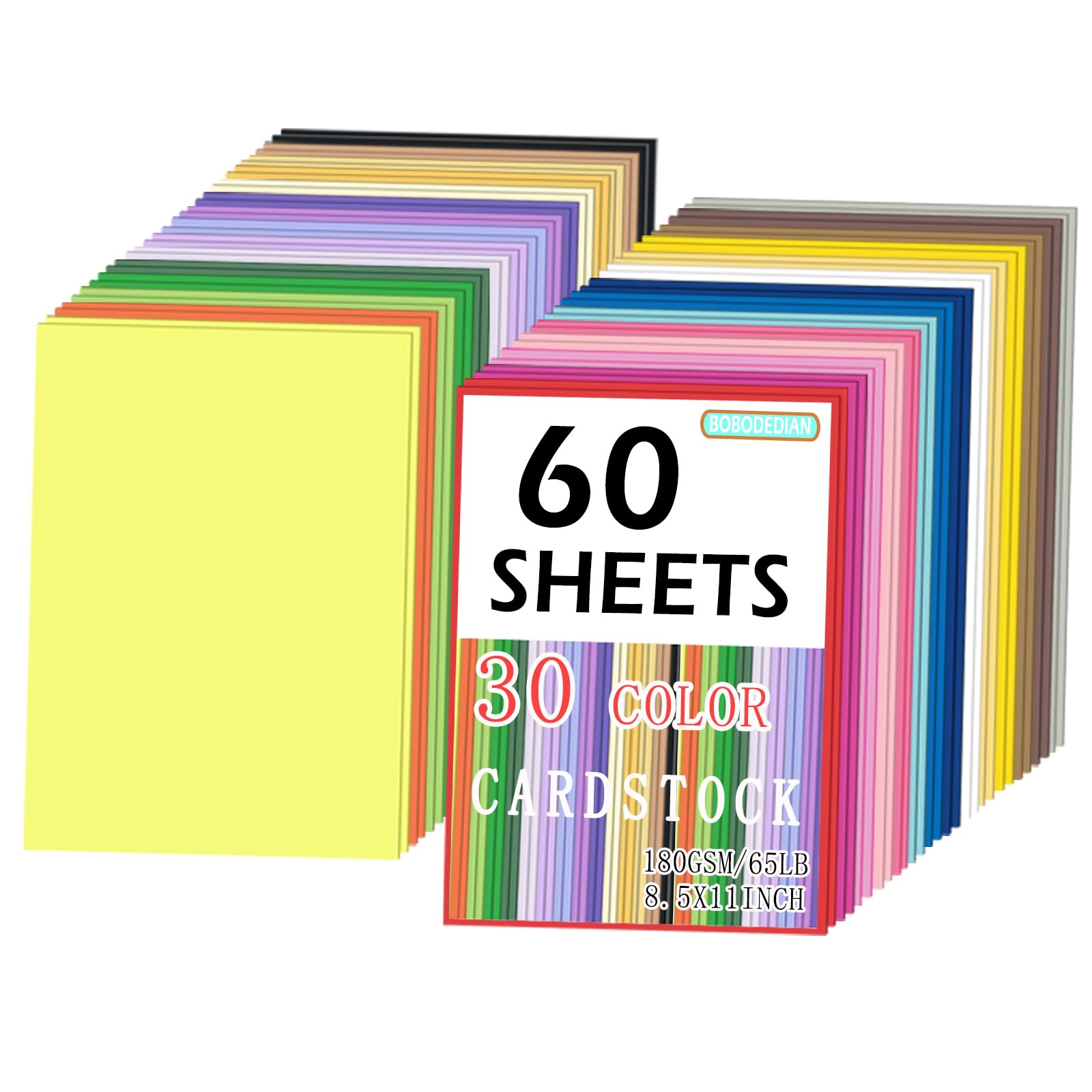 Photo 1 of 60 Sheets Colored Cardstock Paper, 8.5'' x 11'' Card Stock with 30 Assorted Color, Construction Paper for Crafts, School Supplies, Printer and Card Making, 180 GSM