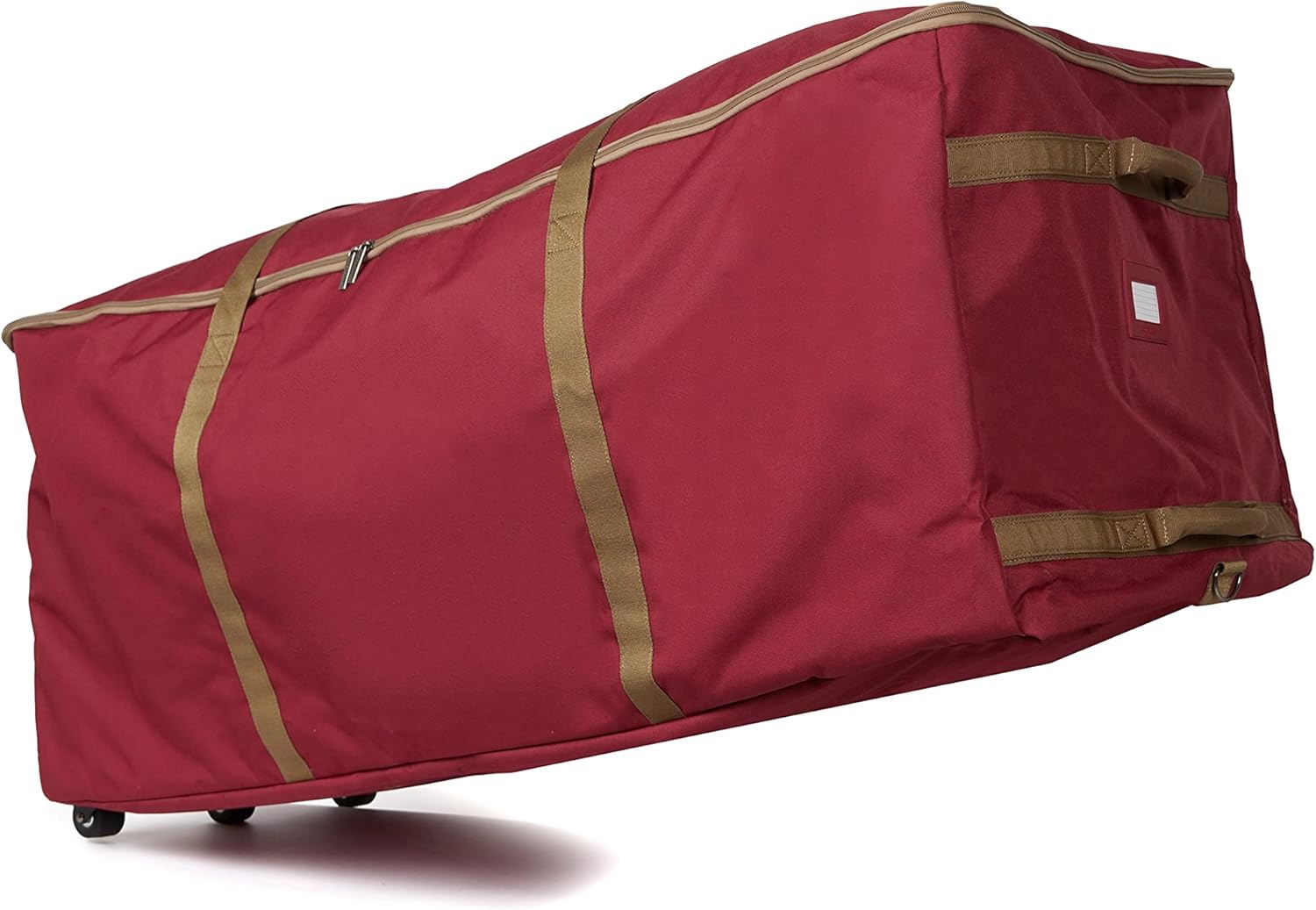 Holiday Décor Storage - Covermates Keepsakes Christmas Tree Rolling Cinch Bag – Superior Protection, Padded Handles - Holiday Storage-Red