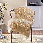 Ciicool Faux Sheepskin Rugs Soft Faux Fur Rug Beige Fluffy Rug Chair Couch Cover Fuzzy Carpet for Bedroom Floor Sofa Living Room 2x3 Feet