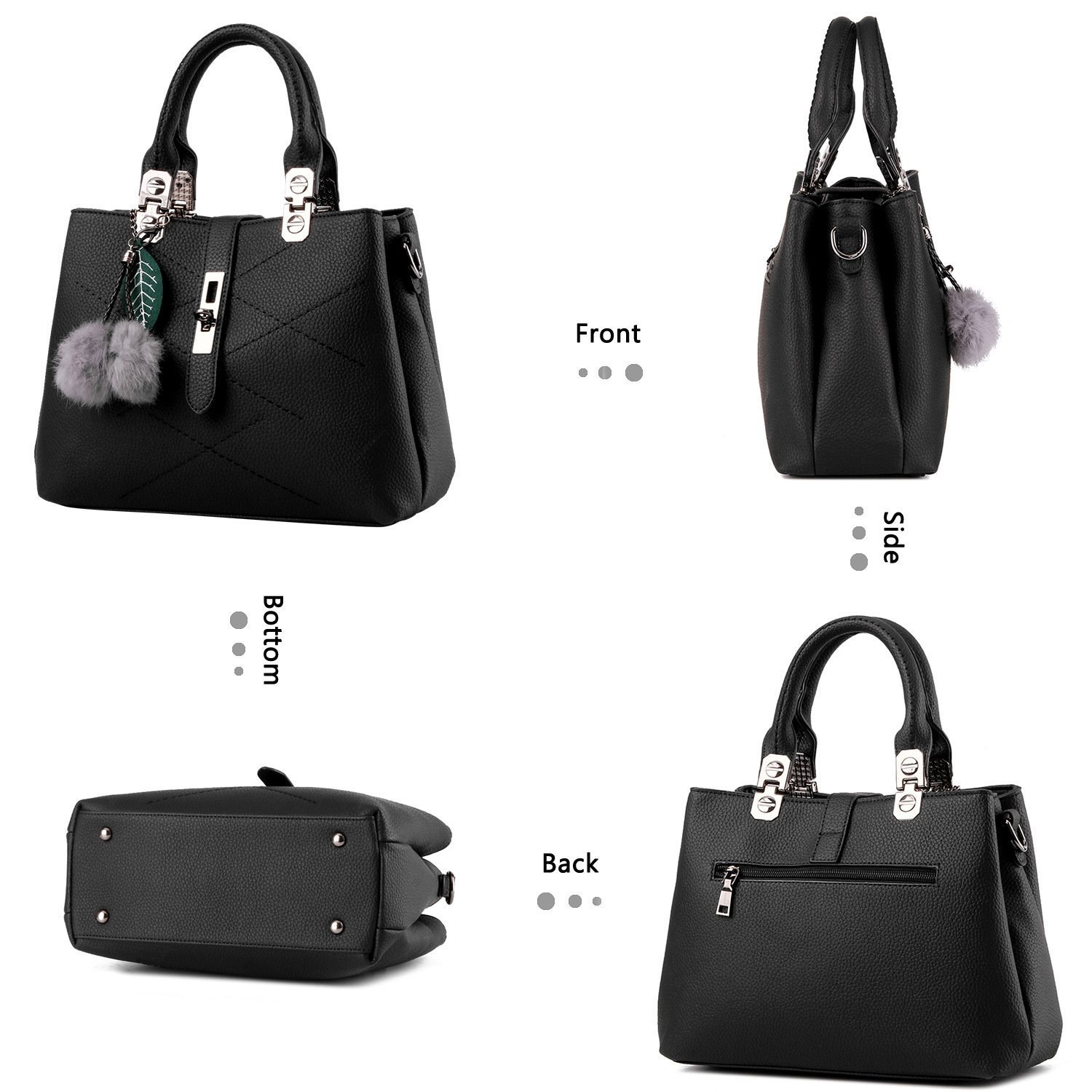 paradox ladies hand bag womens purses satchel shoulder bags, black